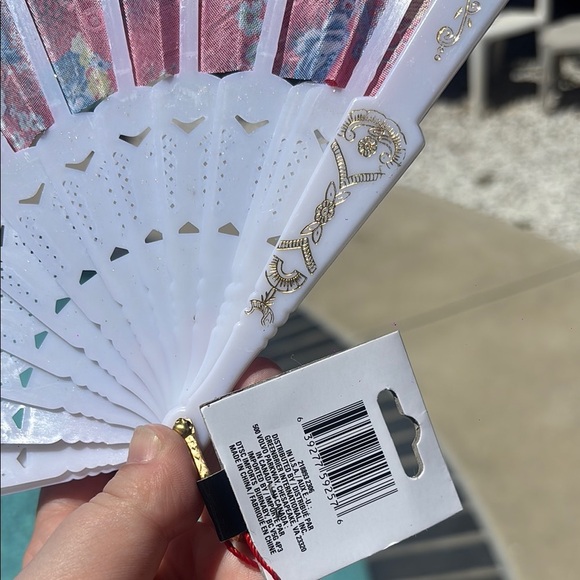 Red Colorful Floral Hand Fan - Picture 3 of 4